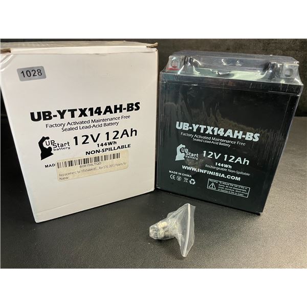 1 Upstart Factory Activated Sealed Lead-Acid 12V 12Ah Battery; Motorcycle/ATV/Powersport Battery NEW