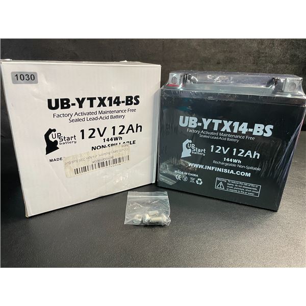 1 Upstart Factory Activated Sealed Lead-Acid 12V 12Ah Battery; Motorcycle/ATV/Powersport Battery NEW