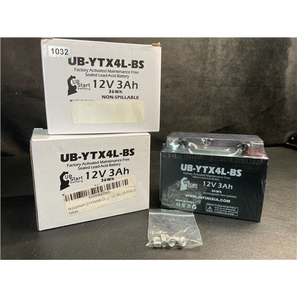 Lot of 2 Upstart Factory Activated Sealed Lead-Acid 12V 3Ah Battery/Motorcycle Batteries - New