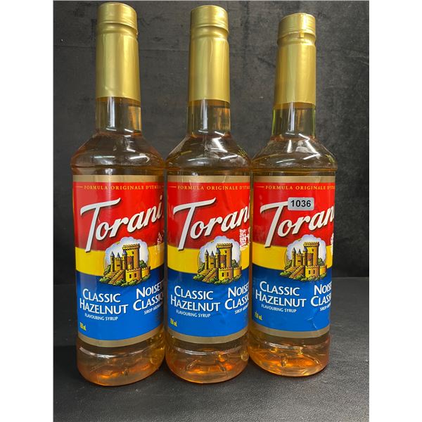 Lot of 3 Torani Classic Hazelnut Flavoring Syrups (750ml) - New Sealed (BB: 01-FEB-2027)