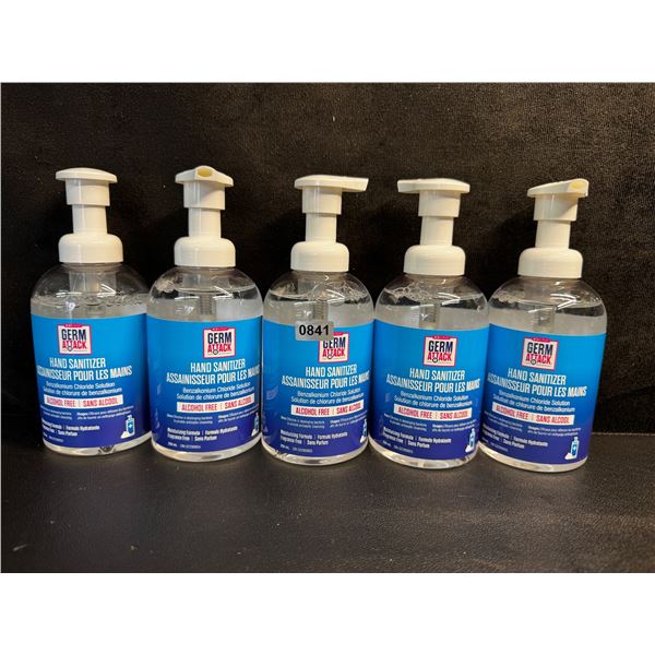 5 Bottles (250ml each) of Germ Attack Alcohol Free Hand Sanitizer - New
