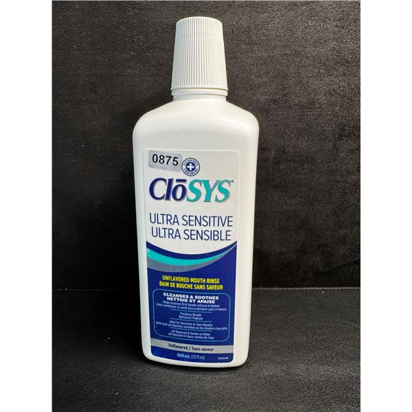 1 Bottle of Closys Ultra Sensitive Unflavoured Mouth Wash Cleanses and Soothes -  New