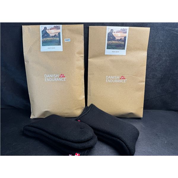 2 2-Packs of Danish Endurance Black Heat Socks Fits Men Size 9-12 and Women Size 11-13- New