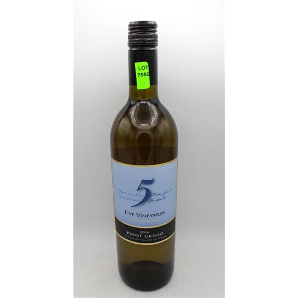2016 FIVE VINEYARDS PINOT GRIGIO 750ML 13.8%