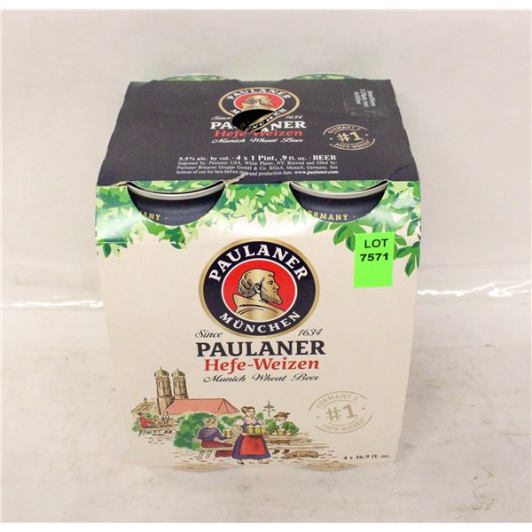 4 PACK PAULANER PHEFE-WEIZEN WHEAT BEER 571ML