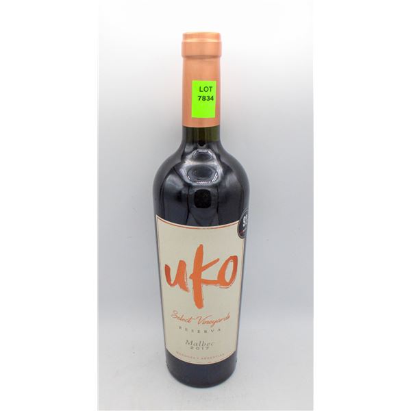 2017 UKO SELECT VINEYARDS RESERVA MALBEC 750ML 13%