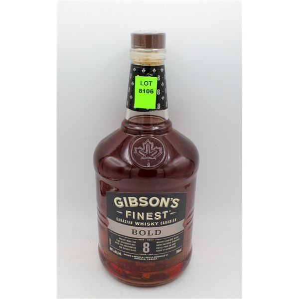 GIBSON'S FINEST CANADIAN WHISKY BOLD 8 YEAR AGED