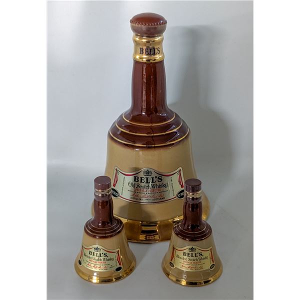 3 VINTAGE SCOTCH BELLS CERAMIC BELLS 3 VARIOUS SIZ