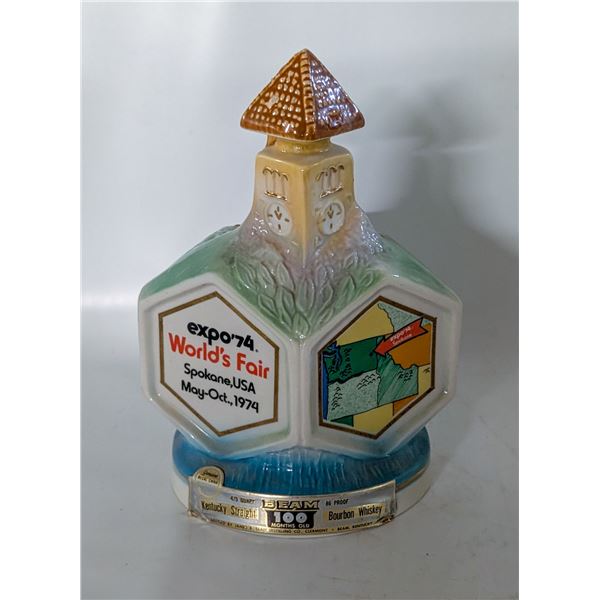 VINTAGE 1974 JIM BEAM WORLDS FAIR EXPO 74 DECANTER