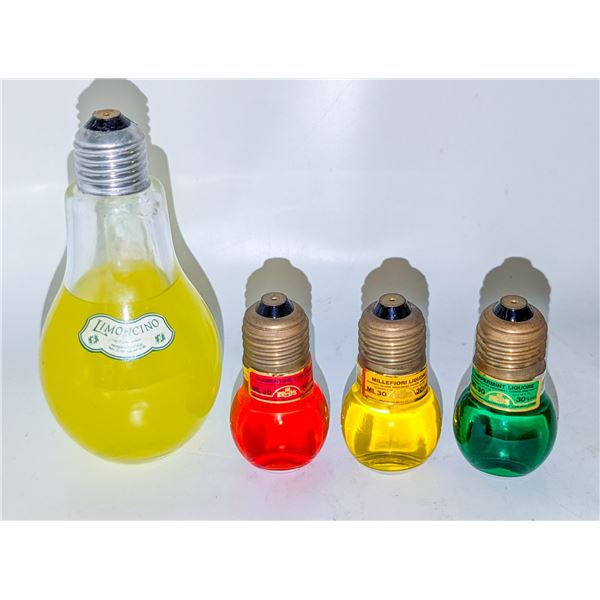4 VINTAGE LIGHTBULB LIQUOURS FULL SEALED