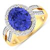 Image 1 : 14KT Yellow Gold 3.43ctw Tanzanite and Diamond Ring