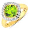 Image 1 : 14KT Yellow Gold 2.02ctw Peridot and Diamond Ring