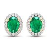 Image 1 : 14KT Yellow Gold 1.12ctw Zambian Emerald and Diamond Earrings