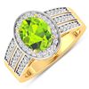 Image 1 : 14KT Yellow Gold 1.6ctw Peridot and Diamond Ring