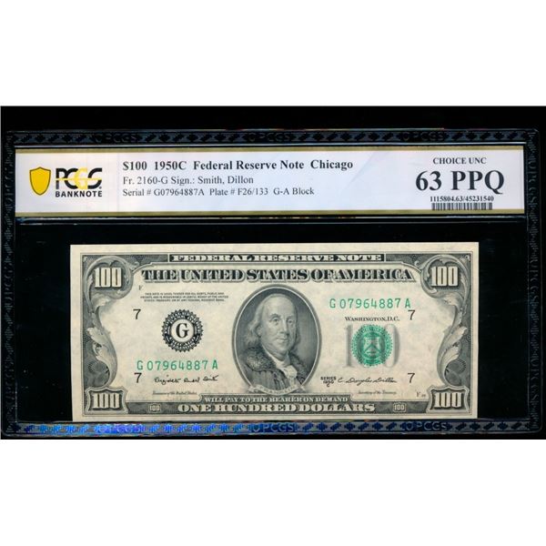 1950C $100 Chicago FRN PCGS 63PPQ