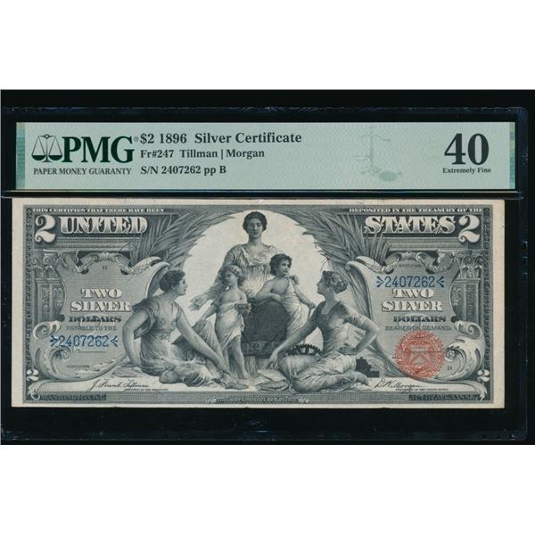 1896 $2 Educational Silver Certificate PMG 40