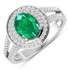 Image 1 : 14KT White Gold 1ctw Zambian Emerald and Diamond Ring