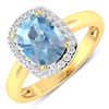 Image 1 : 14KT Yellow Gold 1.65ctw Aquamarine and Diamond Ring