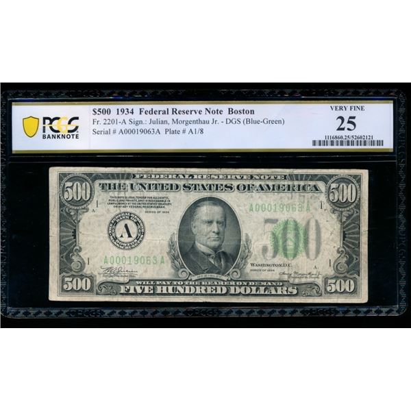 1934 $500 Boston FRN PCGS 25