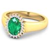 Image 3 : 14KT Yellow Gold 1ct Zambian Emerald and Diamond Ring