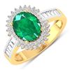 Image 1 : 14KT Yellow Gold 1.53ctw Zambian Emerald and Diamond Ring