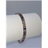 Image 1 : 14KT White Gold Plated Mixed Color Simulated Sapphire Bracelet