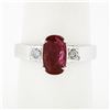 Image 3 : Vintage 18k Gold 1.62 ctw GIA Oval Ruby & Round Diamond Accent Engagement Ring