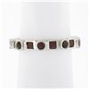 Image 1 : Estate 18k White Gold 1.42 ctw Round & Square Ruby Bezel Station Stack Band Ring