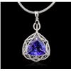 Image 1 : 14KT White Gold 11.31 ctw GIA Certified Tanzanite and Diamond Pendant With Chain