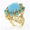 Image 9 : Vintage 18k Gold Large Oval Cabochon Cut Turquoise Open Coral Reef Freeform Ring
