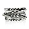 Image 4 : David Yurman Sterling Silver Pave Diamond & Cable Crossover Wide Band Ring