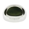 Image 3 : Men's 14K White Gold Elongated Oval Cabochon Bezel Green Nephrite Jade Ring