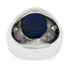 Image 7 : Mens 14k White Gold Simulated Lindy Blue Star Sapphire & Diamond Pinky Dome Ring