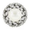 Image 4 : Large Vintage Handmade Platinum 14mm Pearl w/ 6.57 ctw Diamond Wire Work Dome Ri