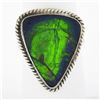 Image 1 : Vintage Handmade Sterling Silver Ammolite Solitaire Cocktail Right Hand Ring