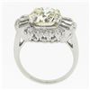 Image 9 : Vintage Platinum GIA 5.56 ctw Old Cut Round & Baguette Diamond Engagement Ring