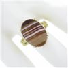 Image 3 : New 14k Yellow Gold 17x13mm Oval Cabochon Brown Banded Agate Solitaire Ring