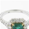 Image 9 : NEW 18k TT Gold 2.51 ctw GIA Colombia Green Emerald w/ Diamond Halo Cocktail Rin
