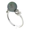 Image 3 : Vintage 18K White Gold 9.1mm Tahitian Pearl w/ Diamond Accents Cocktail Ring