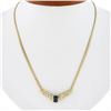 Image 1 : 17 14k Gold 1.65 ctw Sapphire & Diamond Channel Chevron V Fancy Chain Necklace
