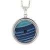 Image 1 : New 14k Gold Round Cabochon Blue Banded Agate Pendant on Adjustable Cable Chain