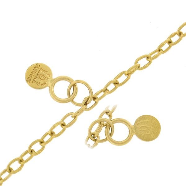 Gurhan 23K Yellow Gold Carved Rose Quartz & Diamond Cross Pendant w/ Cable Chain