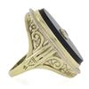 Image 3 : Vintage 14k Gold Elongated Oval Black Onyx w/ Diamond Center Floral Work Ring