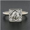 Image 2 : Antique 14k Gold .87 ctw Old Cut Pave Diamond Hand Engraved Floral Engagement Ri