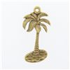 Image 1 : Vintage 14K Gold Detailed Tropical Palm Tree Collectible Flat Charm Pendant