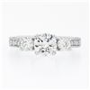 Image 5 : 14k White Gold 1.70 ctw GIA Round Brilliant Diamond Three Stone Engagement Ring