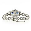Image 2 : Antique Art Deco Platinum GIA Round Diamond Sapphire Infinity Leaf Link Bracelet