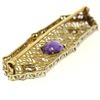 Image 6 : Antique Art Deco 14k Two Tone Gold Amethyst & Old Diamond Etched Filigree Brooch