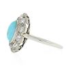 Image 6 : Antique Victorian 18k Gold Oval Cabochon Turquoise w/ Mine Cut Diamond Halo Ring