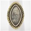 Image 1 : Antique Victorian 12k Yellow Gold Enamel Work Engraved Mourning Navette Ring